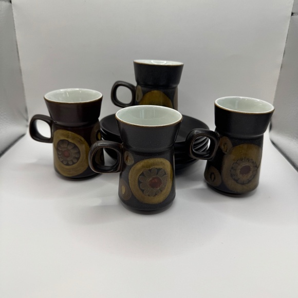 Denby Arabesque Small Coffee or Tea Cups and Saucers. Set of 4. - Picture 1 of 15